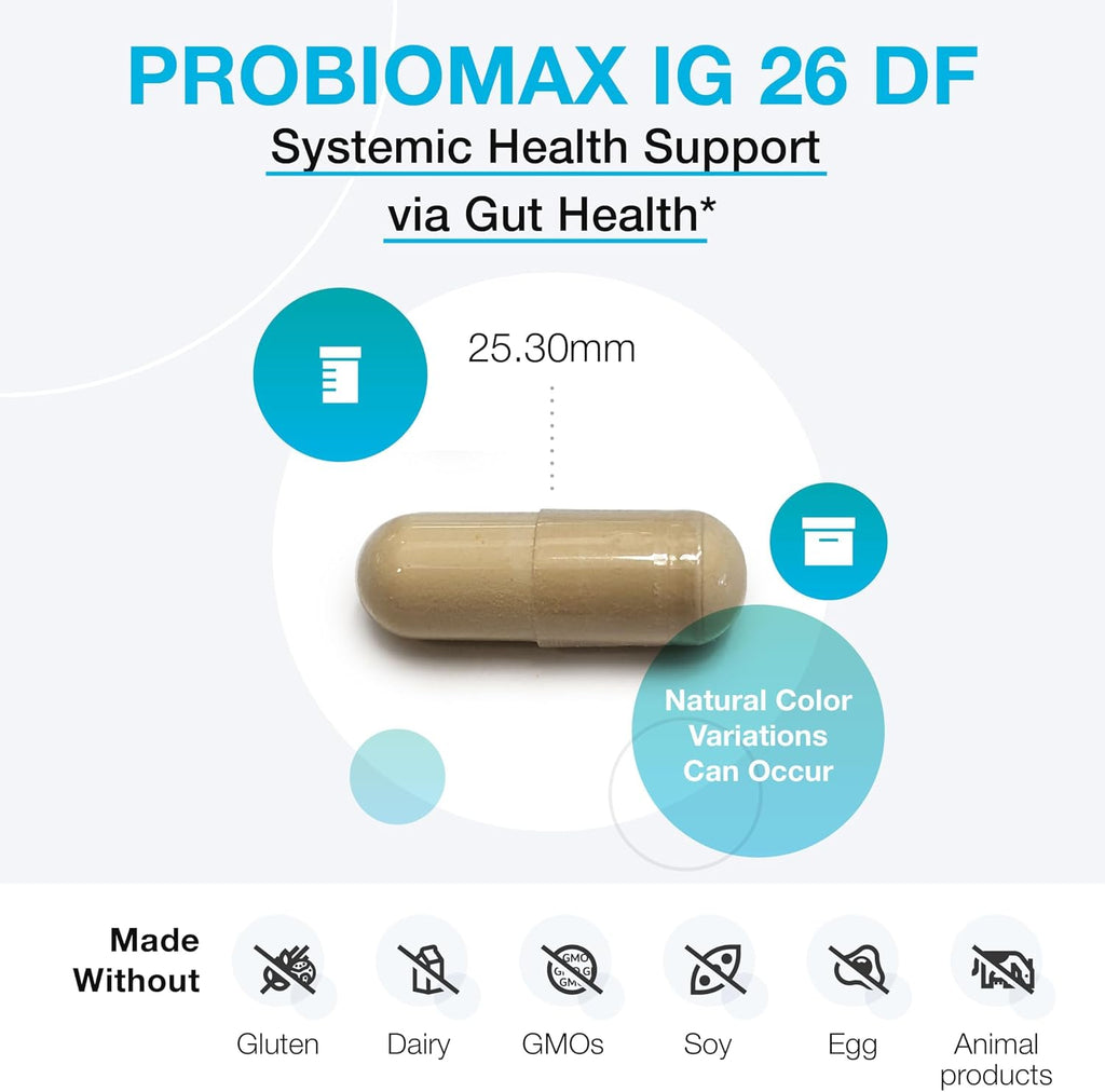 XYMOGEN ProbioMax IG 26 - Polvo de huevo inmunizado y Bacillus coagulans - 120 cápsulas