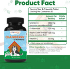 Vitamatic Cranberry para Perros – 120 Comprimidos Masticables – con D-Manosa, Vinagre de Manzana y Vitamina C – Apoyo para el Tracto Urinario y la Vejiga
