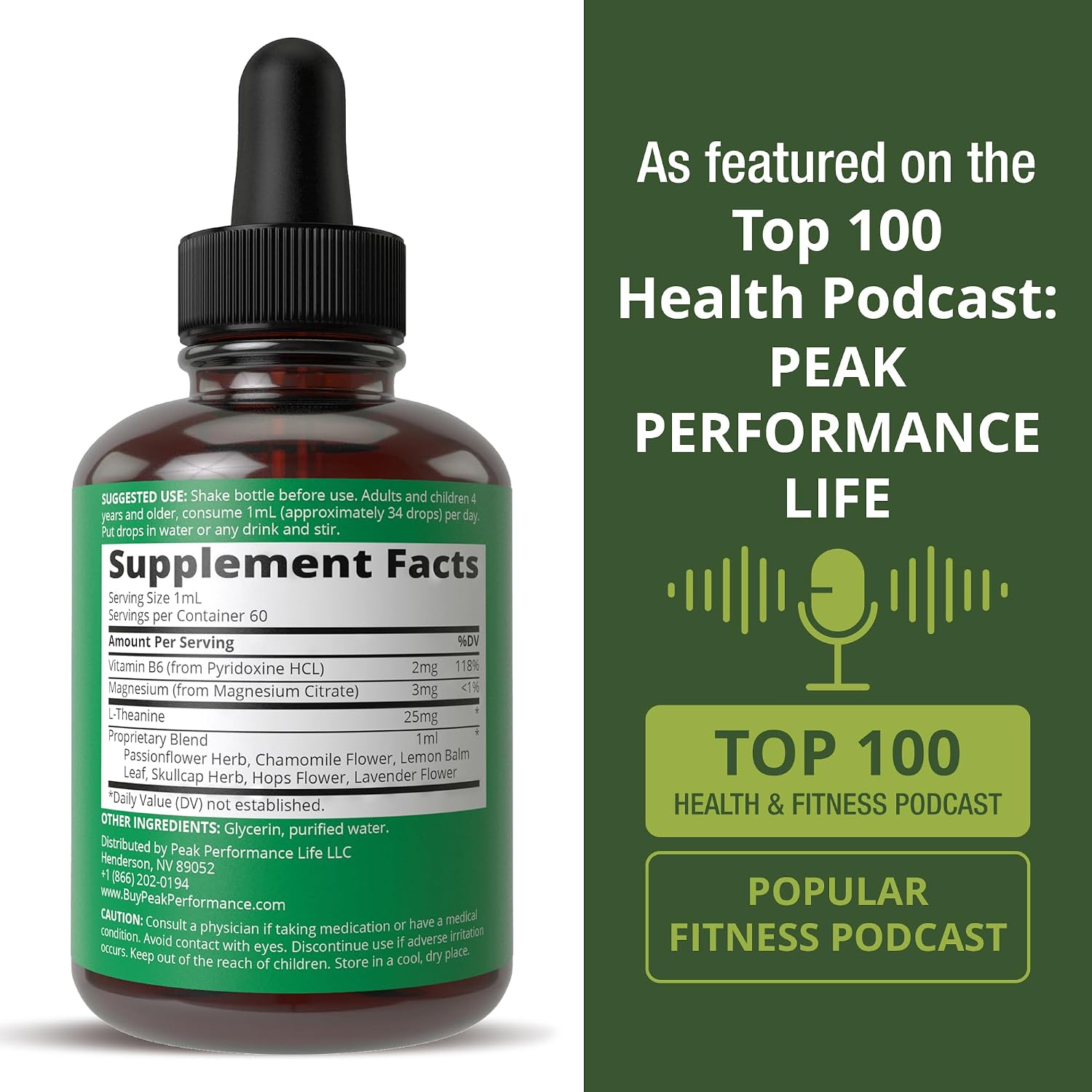 Peak Performance Kids Calm Gotas Calmantes para Niños - Ayuda para la Relajación y el Sueño - Sin Sabor, Sin Azúcar, Vegano con Magnesio y Manzanilla - 59 ml