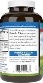 Carlson Vitamin D3, 4000 IU (100 mcg), 360 Softgels - Bone and Immune Health