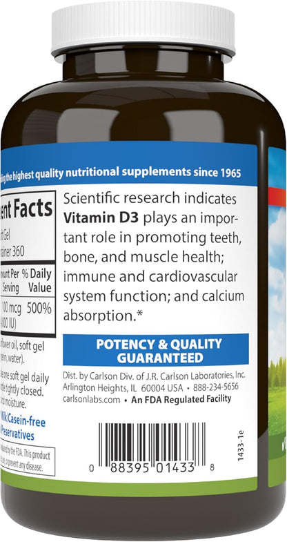 Carlson Vitamina D3, 4000 UI (100 mcg), 360 – Presentación: Las cápsulas blandas facilitan la absorción al – Image 9