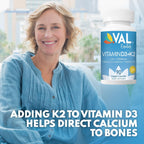 VAL Vitamina D3 + K2 (MK-7) 5000 UI & 90 mcg - 90 Cápsulas Veganas