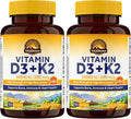 Vitalitown Suplemento de Vitamina D3 K2, 10000 UI de Vitamina D3 y 200 mcg de Vitamina K2 (MK-7), 90 Cápsulas Blandas (Pack de 2), No-GMO, Sin Gluten y Soja, para la Salud de Huesos, Dientes, Inmunidad y Corazón
