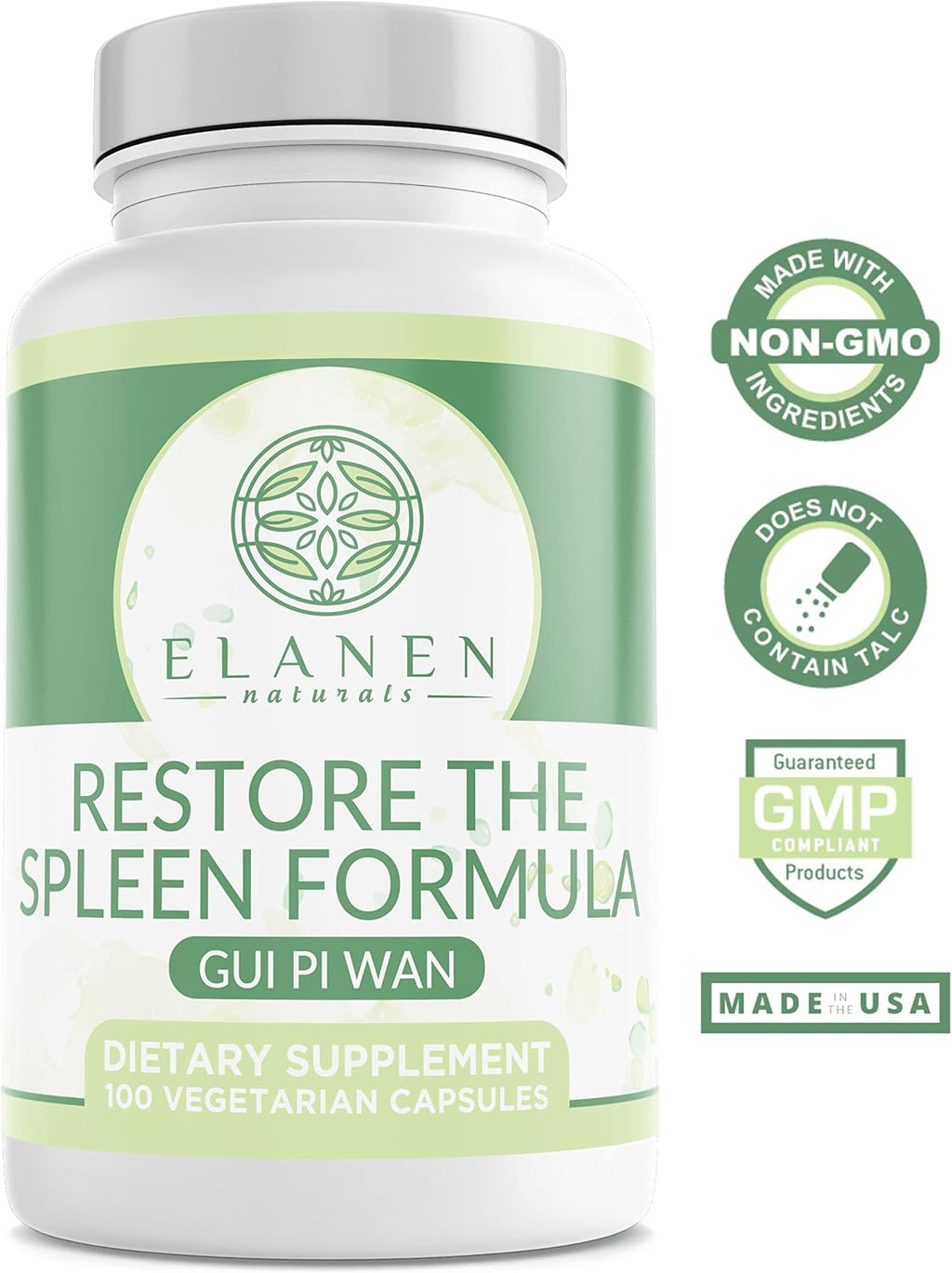 Elenen Naturals Gui Pi Wan, Fórmula para el Bazo y el Corazón, 100 Cápsulas Vegetales