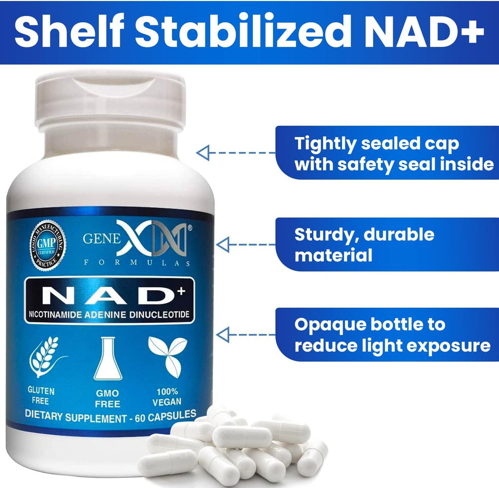 Genex Formulas NAD+ 250mg, 60 Cápsulas - Nicotinamida Adenina Dinucleótido (NAD+ Directo, Sin Precursores)