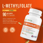 INVITA L-Methylfolate 15mg – Metilfolato Activo 5-MTHF – 90 Cápsulas