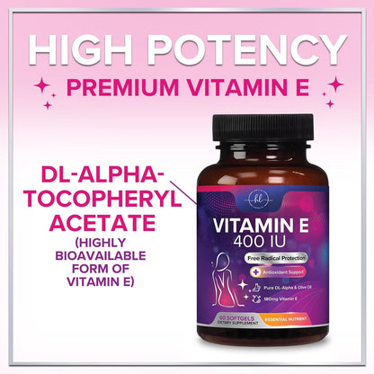 Vitamina E – 180 mg por Ración – Suplemento para Piel y Cabello – dl-Alfa Tocoferol – 60 Cápsulas Blandas – Image 6