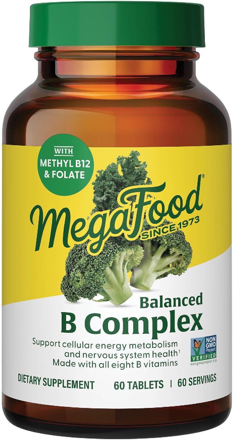 MegaFood Balanced B Complex - Complejo B con 8 Vitaminas B, 60 Comprimidos