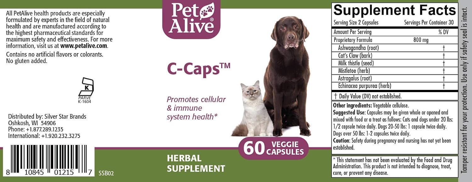 PetAlive C-Caps 2 Pack - Suplemento Inmunológico para Perros y Gatos