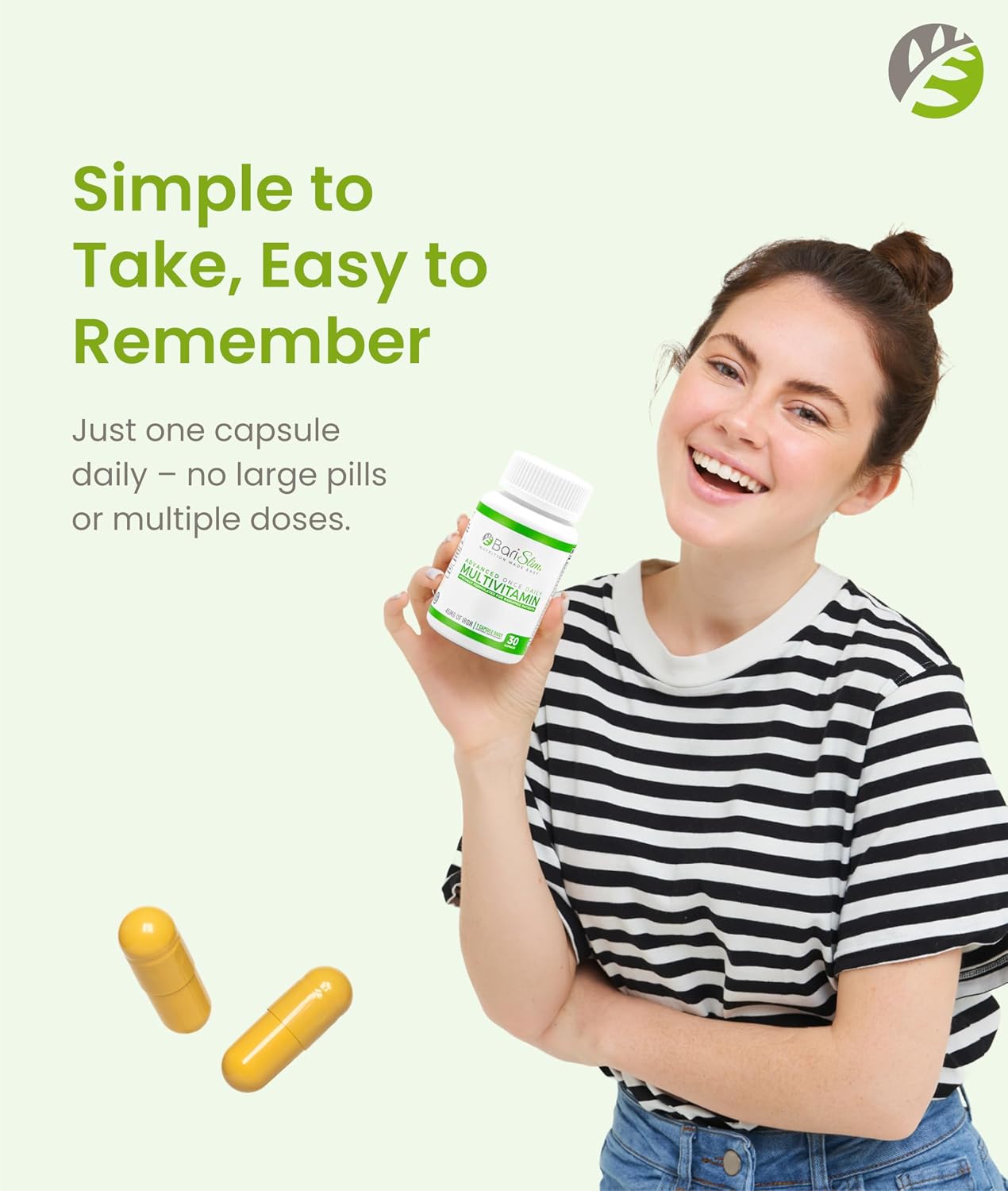 BariSlim Advanced Once Daily - Multivitamínico bariátrico diario con 45mg de hierro | 30 cápsulas