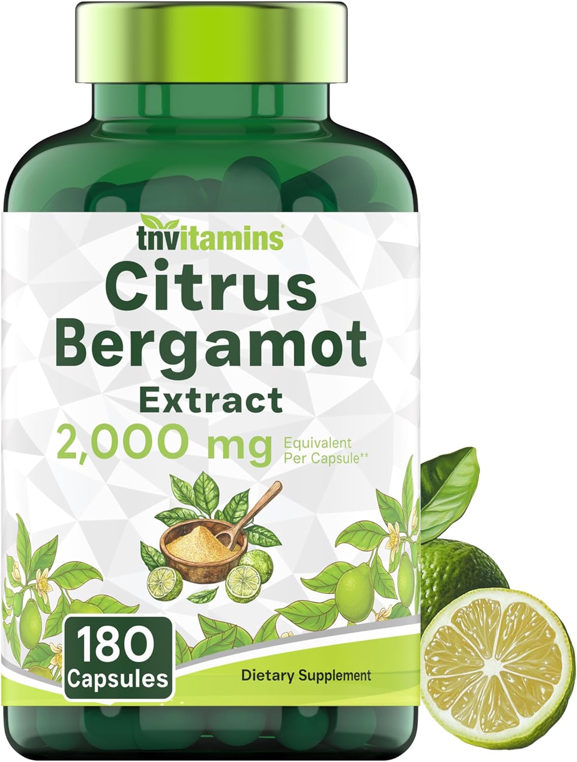 Citrus Bergamot 2000 mg - 180 Cápsulas | Suplemento de Bergamota Cítrica