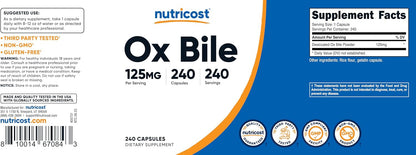 Nutricost Cápsulas de Bilis de Buey 125mg, 240 Cápsulas - No Transgénico – Image 6