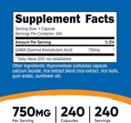 Nutricost GABA (Ácido Gamma-Aminobutírico) 750mg, 240 Cápsulas
