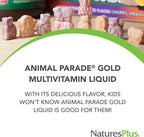 NaturesPlus Animal Parade Gold Multivitamínico Líquido para Niños - 473 ml (16 fl oz) - Sabor Tropical Berry
