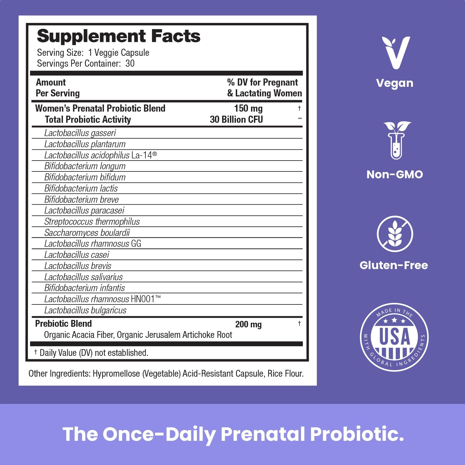 Probióticos Prenatales - 30B UFC, 17 Cepas + Prebióticos Orgánicos - Mother's Promise