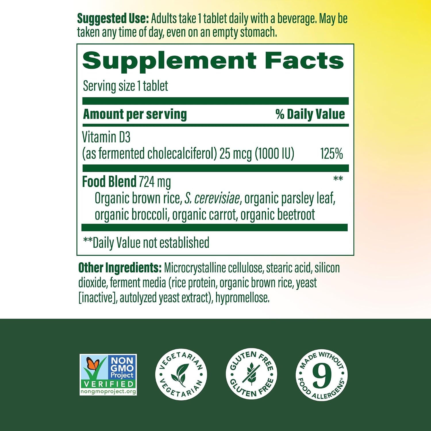 MegaFood Vitamina D3 1000 UI - 90 Comprimidos
