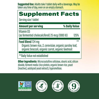 MegaFood Vitamina D3 1000 UI - 90 Comprimidos – Niveles de calcio en sangre: Contribuye a mantener los niveles – Image 2