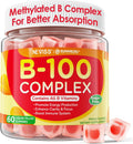 Super Vitamin B Complex Gummies - Complejo B Metilado con Vitamina C, Colina, Inositol y PABA - 60 Gominolas Veganas