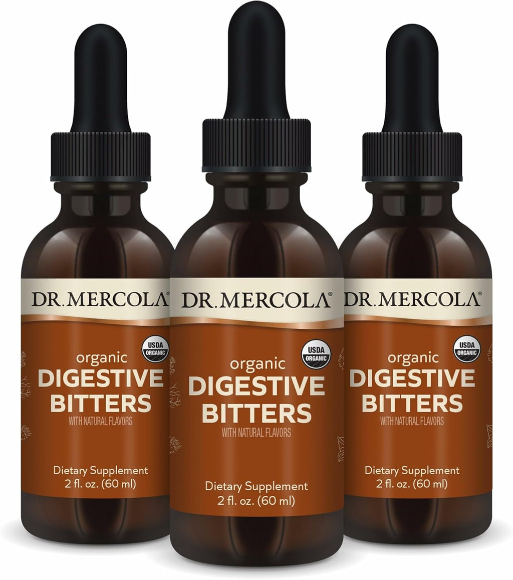 Dr. Mercola Organic Digestive Bitters Liquid Drops - 2 fl. oz. (30 porciones), Paquete de 3