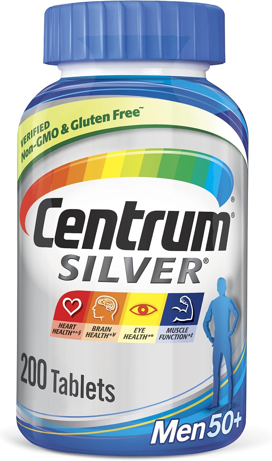 Centrum Silver Multivitamínico para Hombres 50+ con Vitamina D3, Vitaminas B y Zinc - 200 Comprimidos