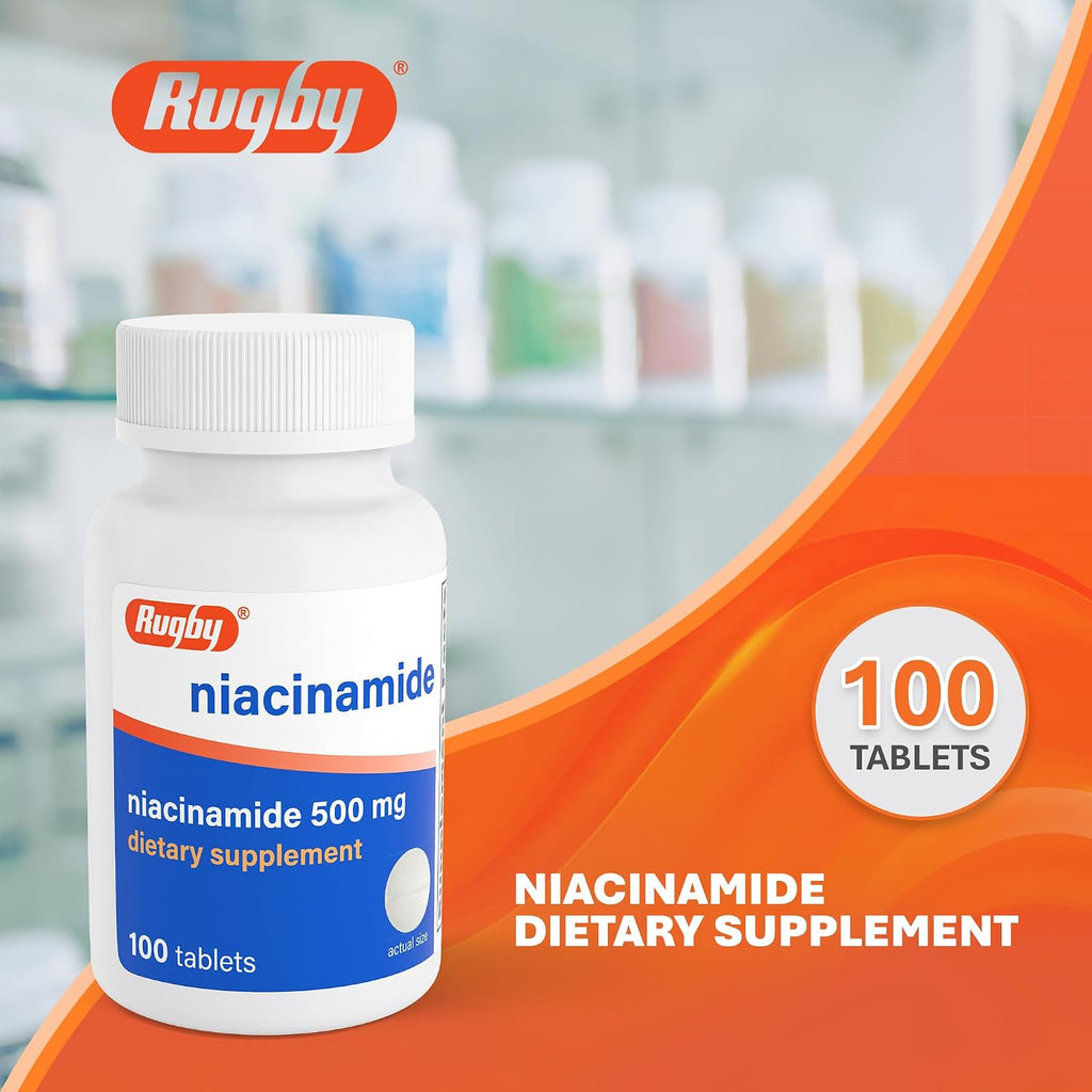Rugby Niacinamida 500 mg - 100 Tabletas (Paquete de 3)