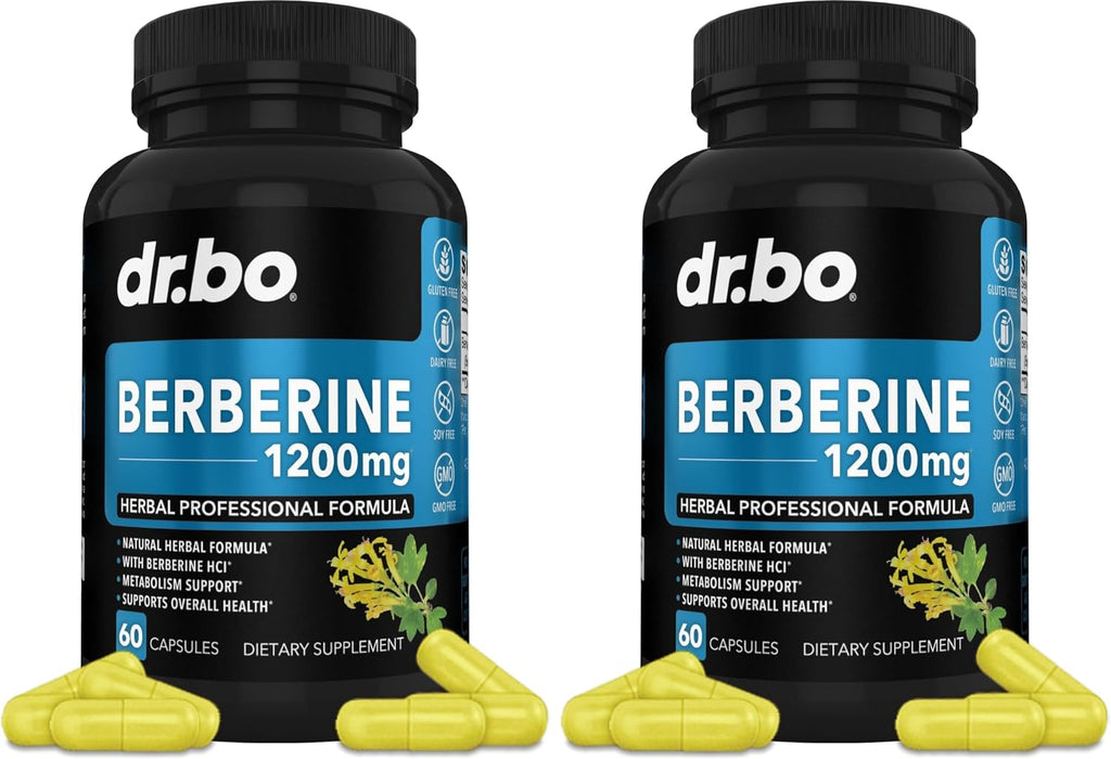 Berberina 1200mg Cápsulas - Suplemento de Berberina HCL - Apoyo Metabólico Saludable - 60 Comprimidos