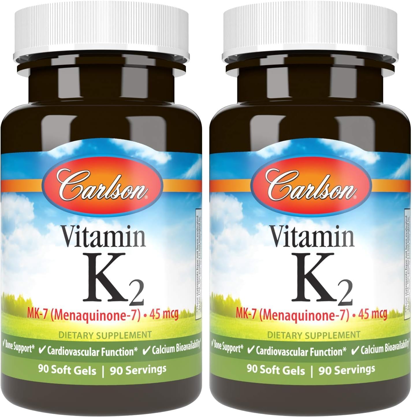 Carlson Vitamina K2 MK-7 (Menaquinona), 45 mcg, 90 Cápsulas Blandas