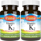 Carlson - Vitamina K2 MK-7 (Menaquinona), 45 mcg, Soporte Óseo, Biodisponibilidad del Calcio, Vitamina K2, 90 Cápsulas Blandas
