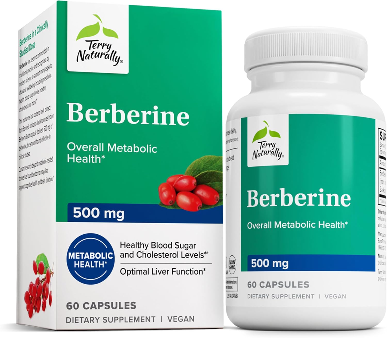 Terry Naturally Berberine - Suplemento de Berberina - 60 Cápsulas