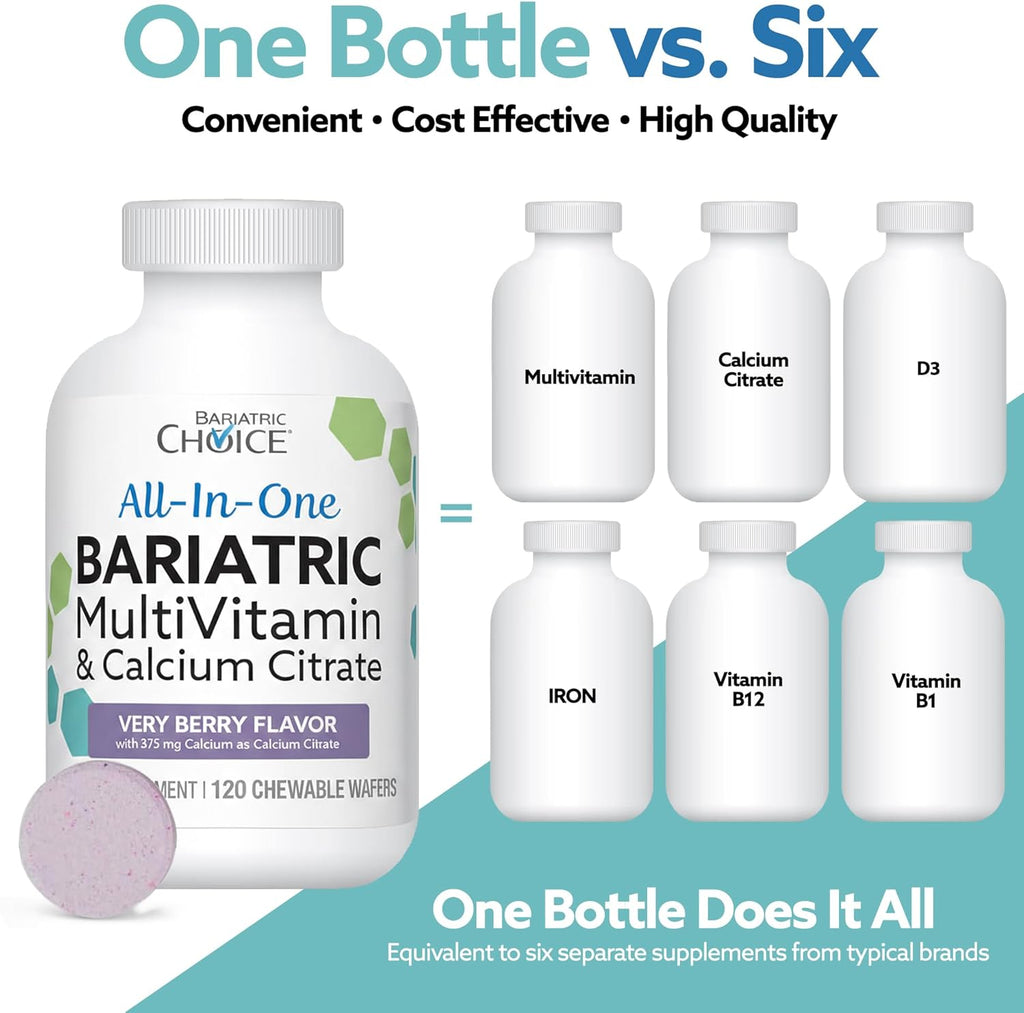 Bariatric Advantage Chewable All-in-One Multivitamin with Iron and Calcium Citrate, Very Berry Flavor (120 tablets)