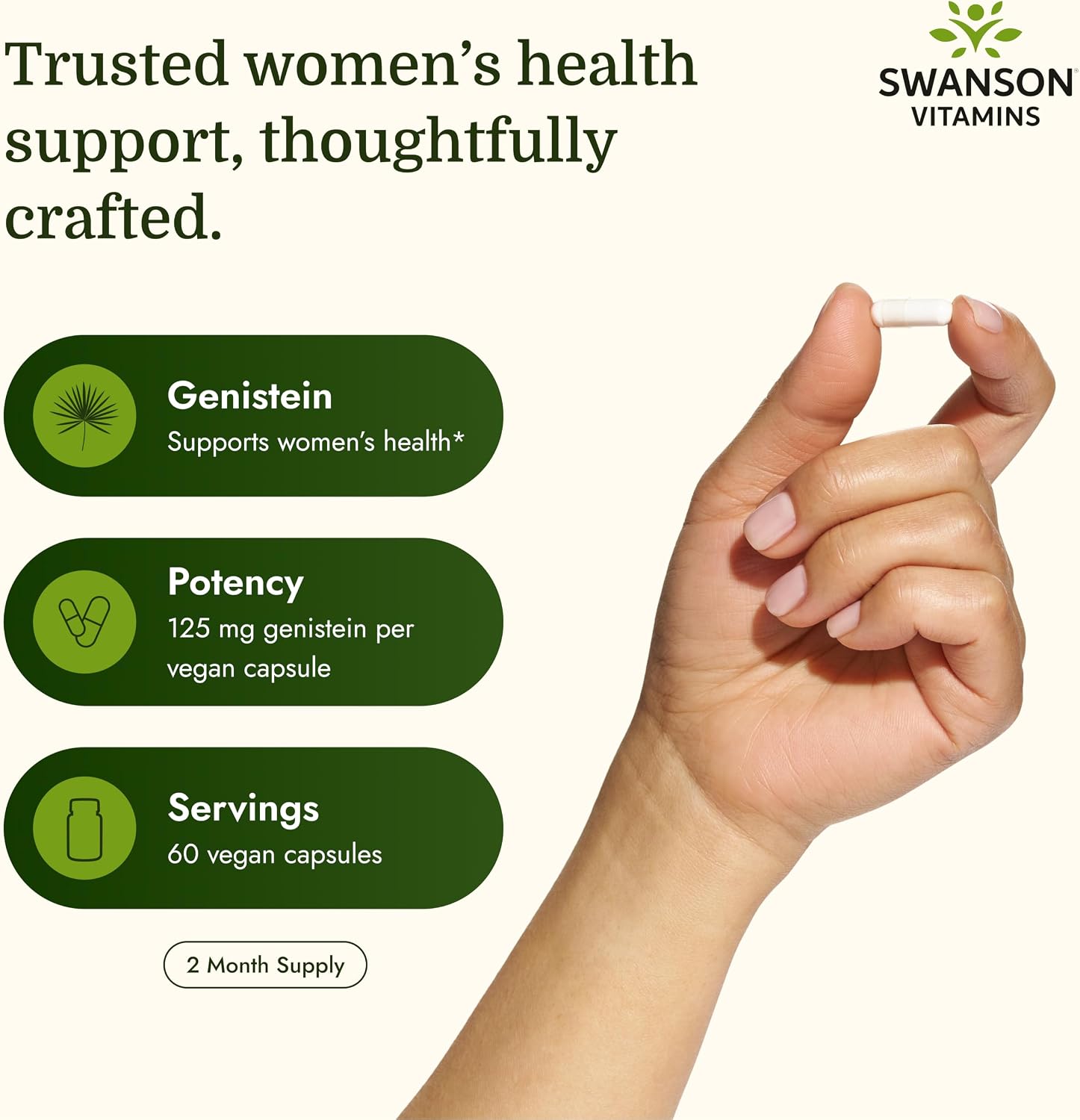 Swanson Genisteina sin soja 125 mg - 60 cápsulas veganas
