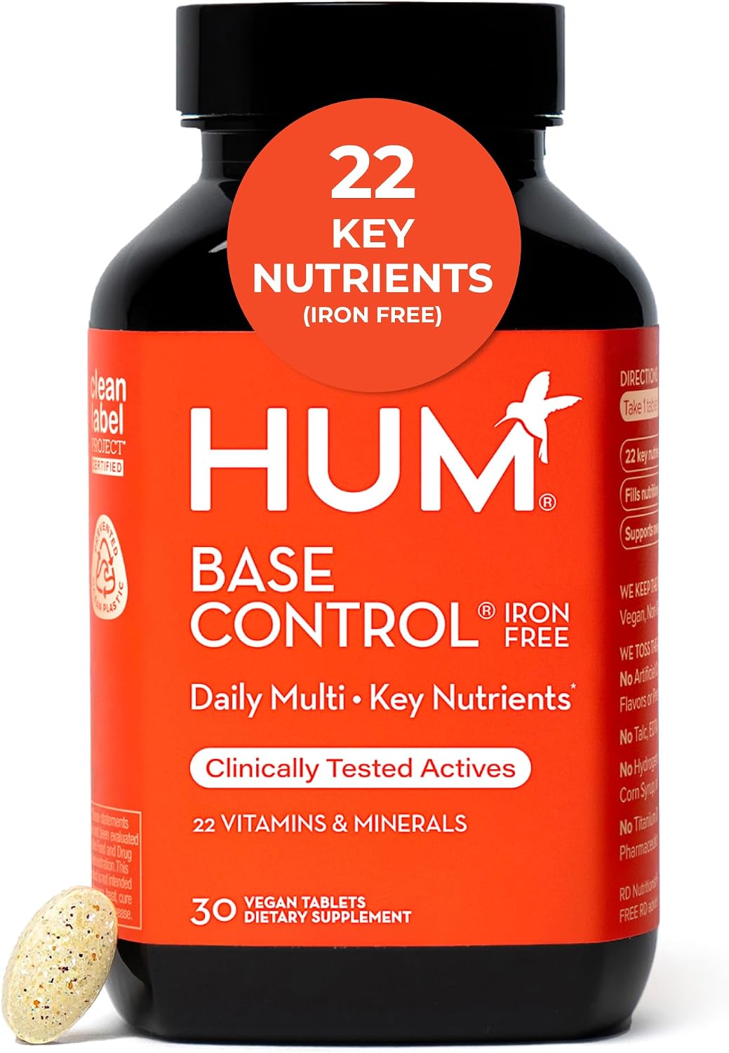 HUM Base Control Multivitamínico para Mujeres, con Vitamina C, Biotina, Zinc, Complejo B - 30 Cápsulas