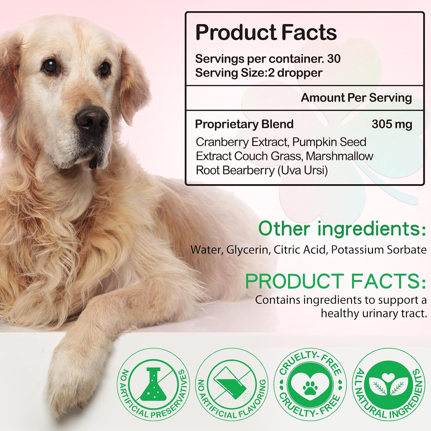 Gotas para Infección Urinaria en Perros, Apoyo para Vejiga y Riñones - Sabor Bacon - 60 ml