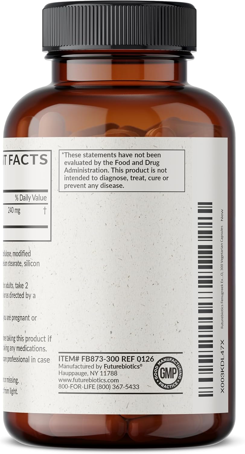 Futurebiotics Fenogreco Extra Fuerza 2400 mg – 300 Cápsulas Vegetarianas
