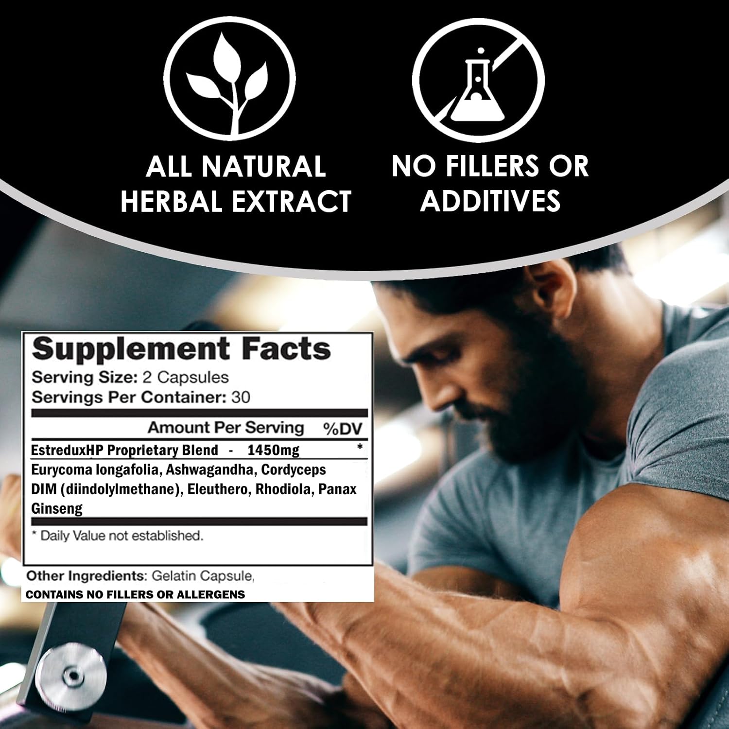 VH Nutrition ESTREDUX HP - Equilibrio Hormonal Masculino con DIM, Tongkat Ali y Ashwagandha | 60 Cápsulas