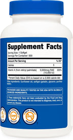 Nutricost Vitamina A 10.000 UI, 500 Cápsulas Blandas (3 Frascos)