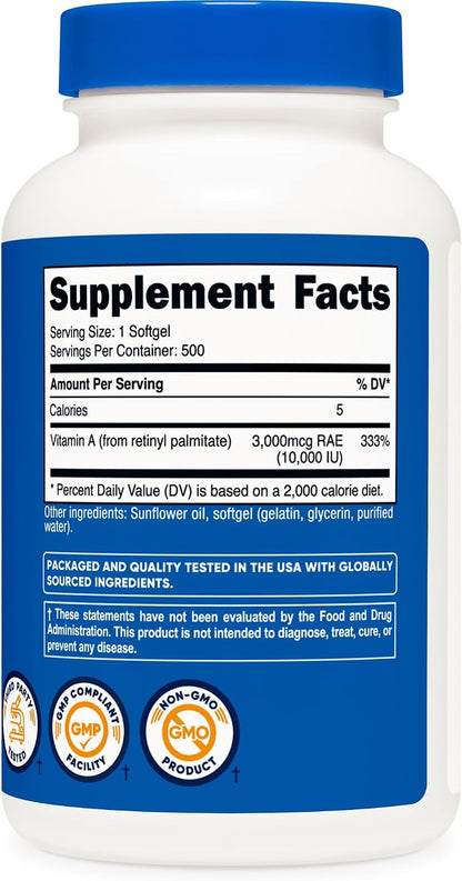 Nutricost Vitamina A 10.000 UI, 500 Cápsulas – Contribuye al mantenimiento de las membranas mucosas. – Image 4