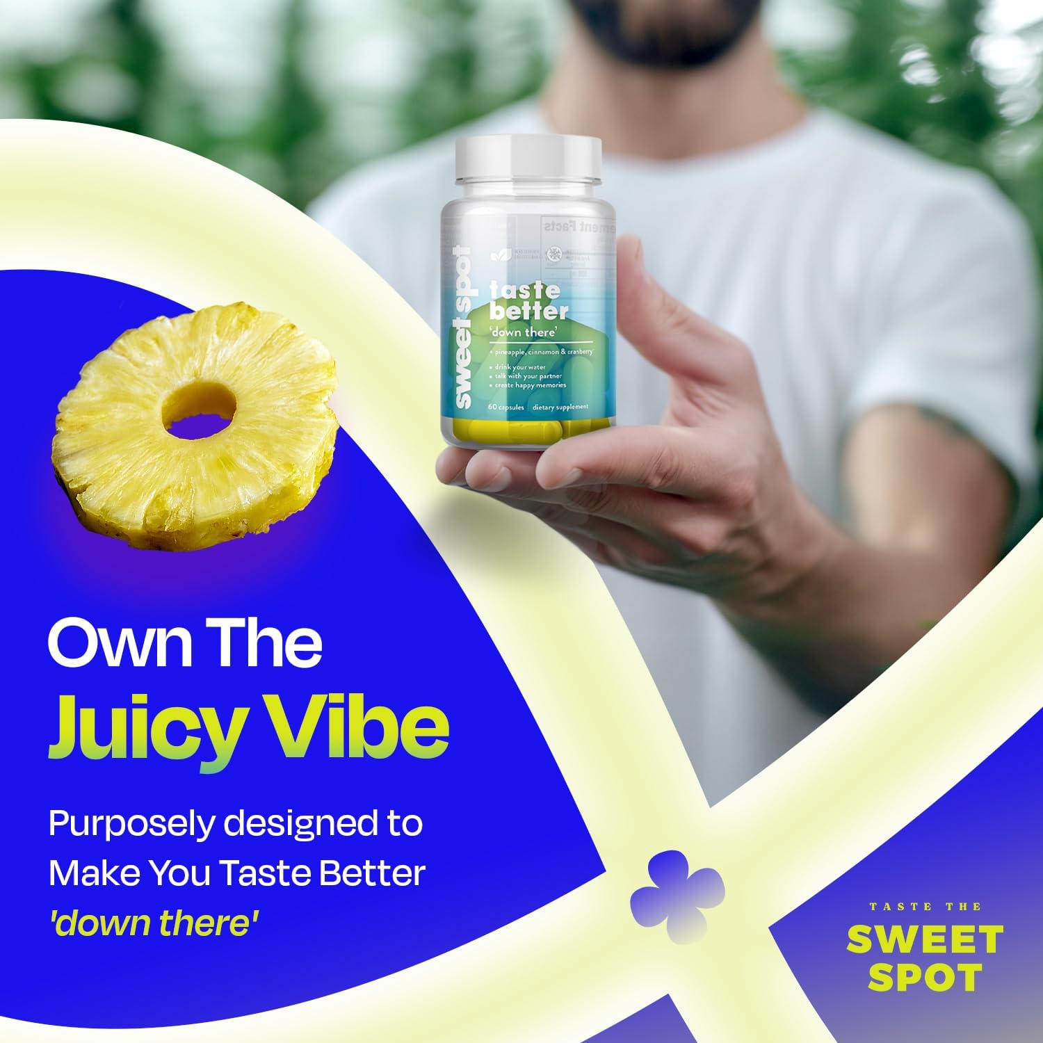 Probióticos para Hombres – Fórmula Sweet Spot con Piña, Arándano y Canela, 60 Cápsulas