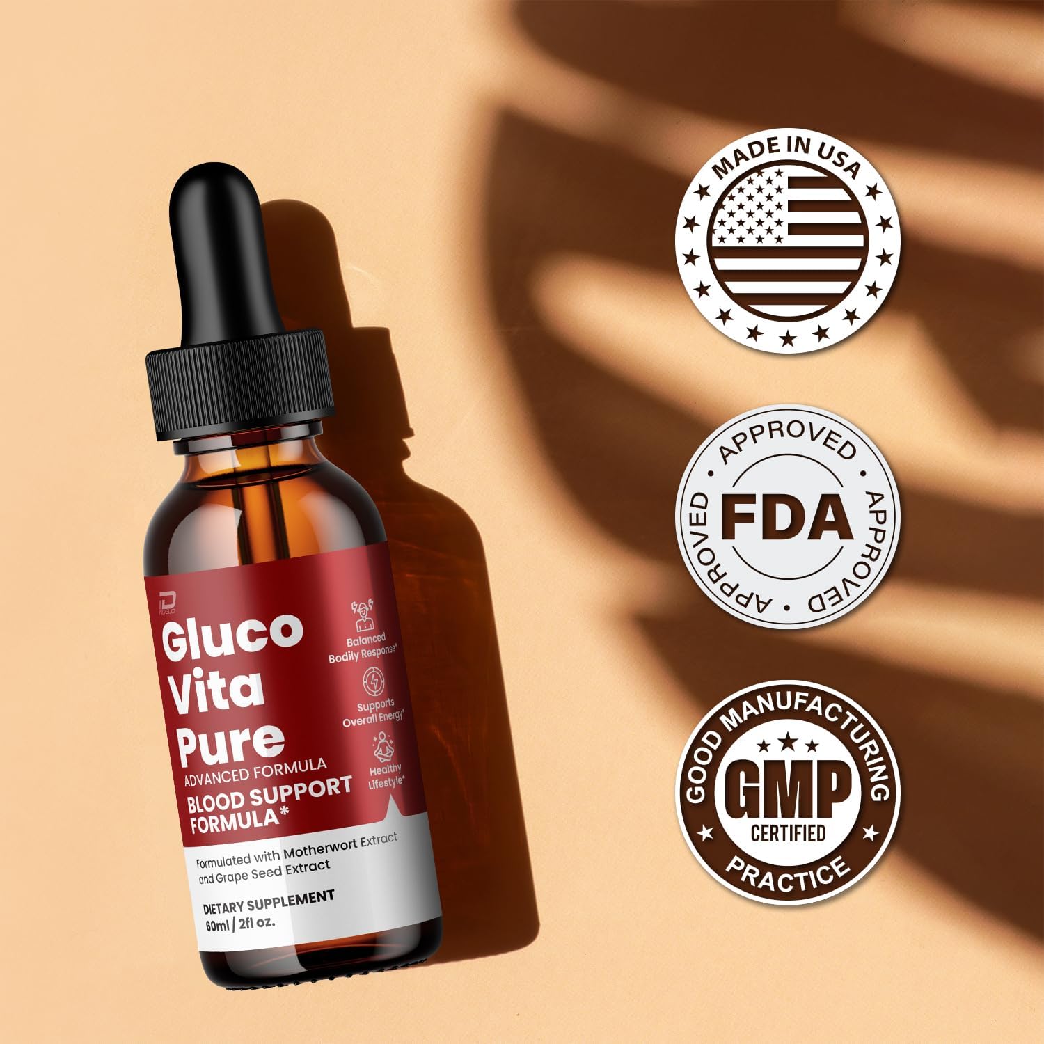 Gluco Vita Pure Drops - Fórmula Saludable con Extractos Naturales, 3 Paquetes (Suministro para 3 Meses)