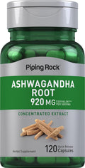 Suplemento de extracto de raíz de Ashwagandha de Piping Rock | 120 cápsulas