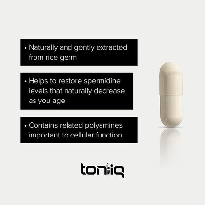 Toniiq Espermidina Ultra Concentrada 500mg - No Sintético - 5 mg por Cápsula - Extracto de Germen de Arroz – Image 4
