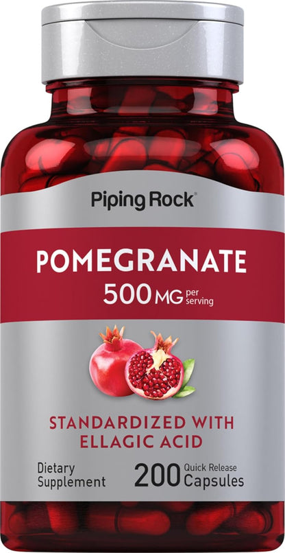 Piping Rock Cápsulas de Extracto de Granada | 500 mg | 200 Unidades | Fórmula Estandarizada con Ácido Elágico | Suplemento – Image 1