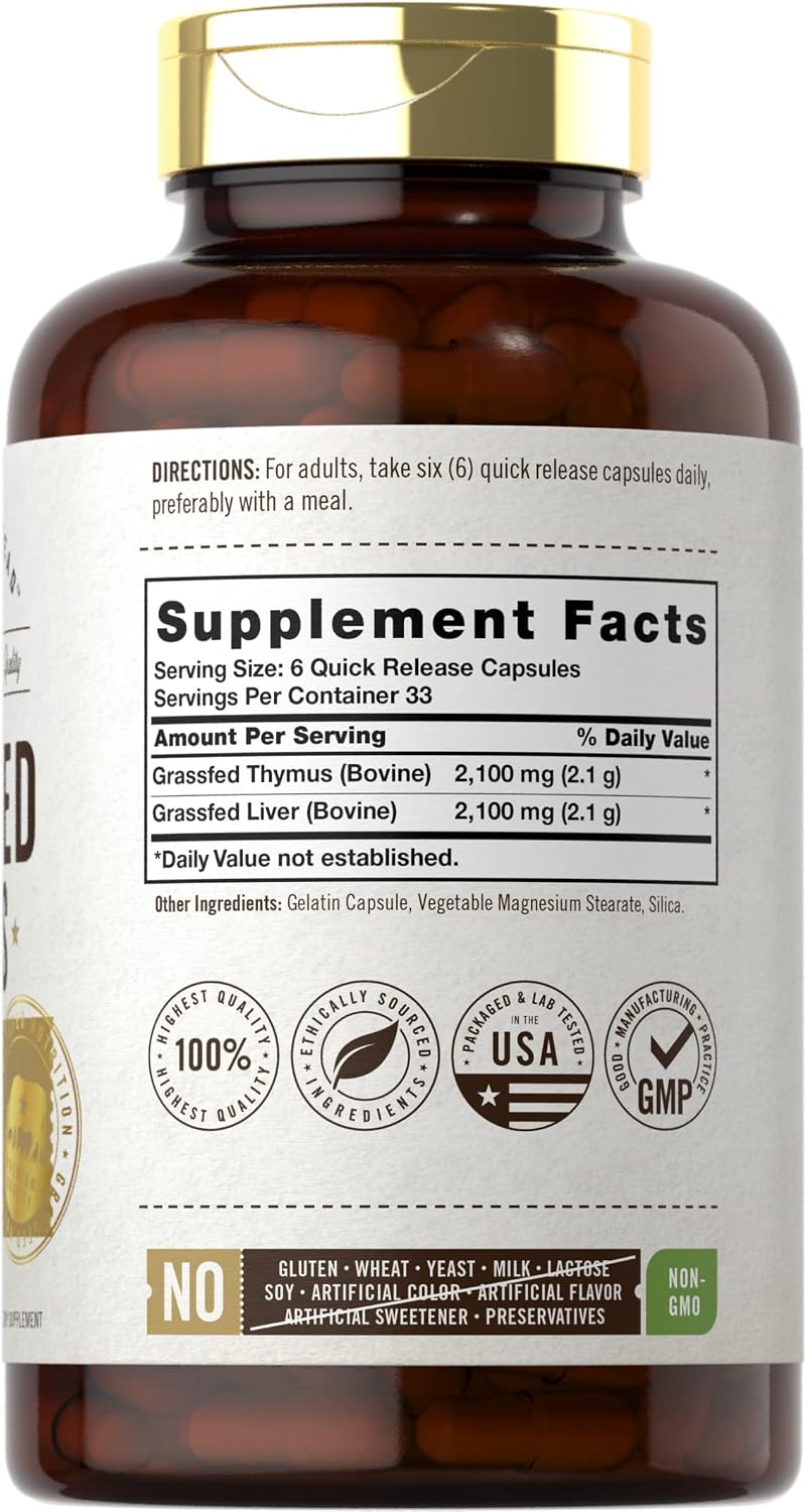 Carlyle Timo de Ternera Alimentada con Pasto | 2100mg | 200 Cápsulas