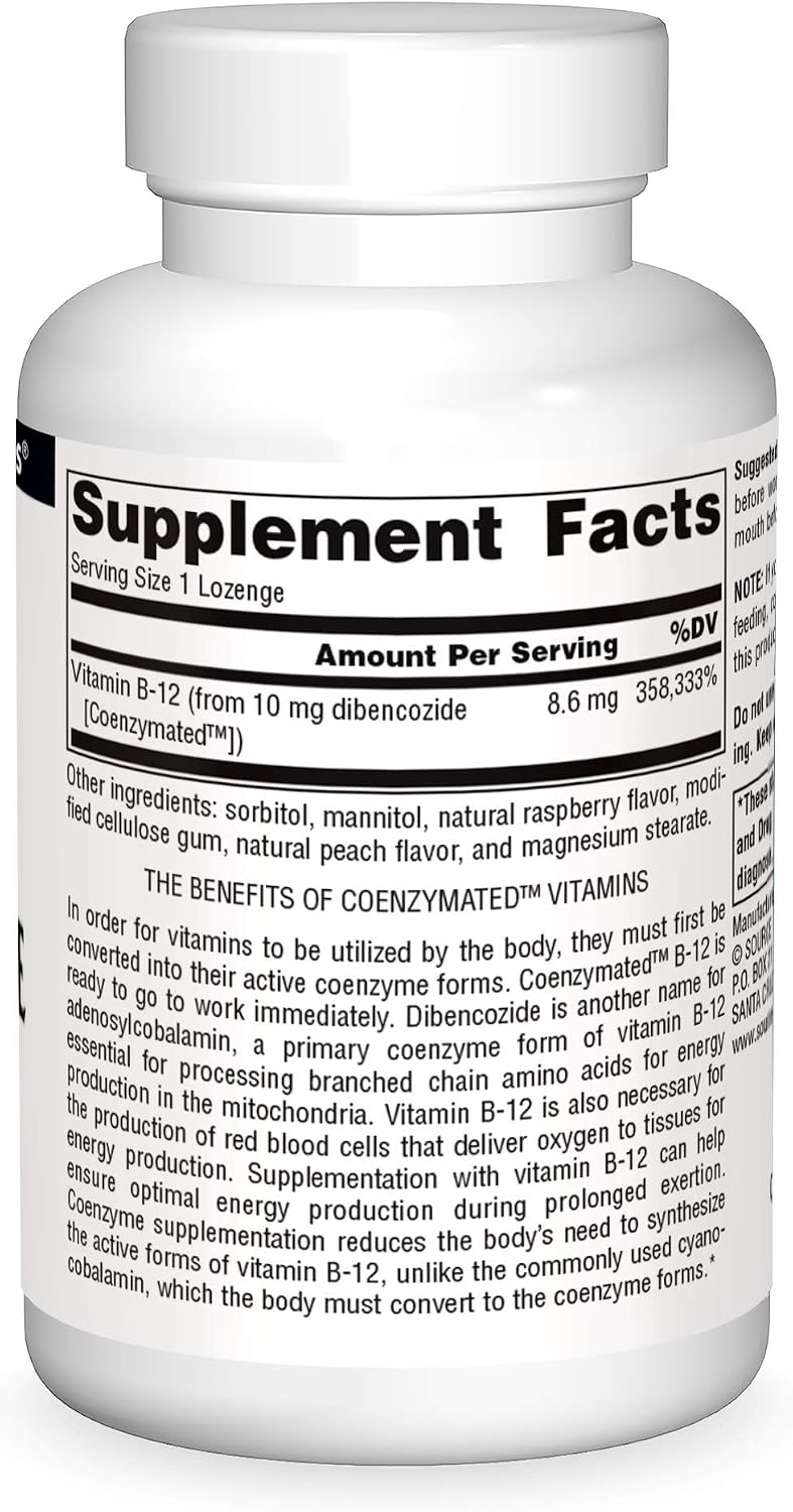 Source Naturals Dibencozide - Vitamina B12 Adenosilcobalamina, Comprimidos de Disolución Rápida, 120 Unidades