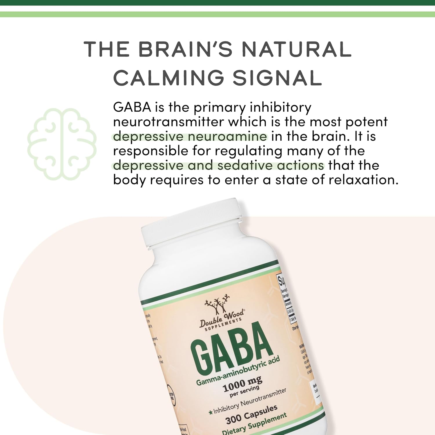 GABA 1000mg 300 Cápsulas - Promueve la Calma y la Relajación
