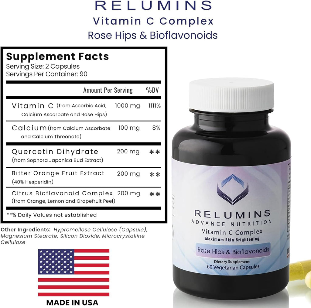 Relumins Advanced Vitamin C with Rose Hips - 1000 mg, 60 Capsules