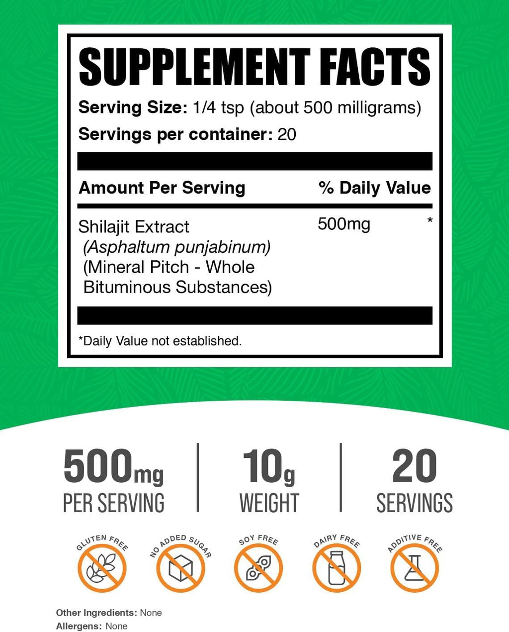 Extracto de Shilajit en Polvo (500 mg por ración) - BulkSupplements