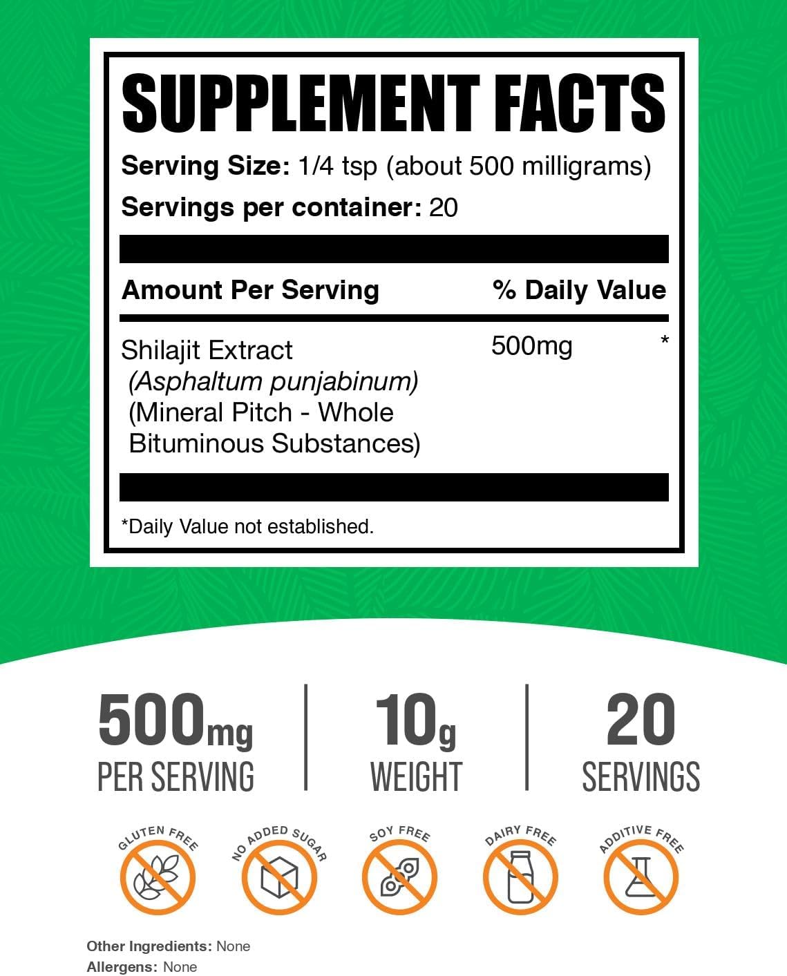 Extracto de Shilajit en Polvo (500 mg por ración) - BulkSupplements