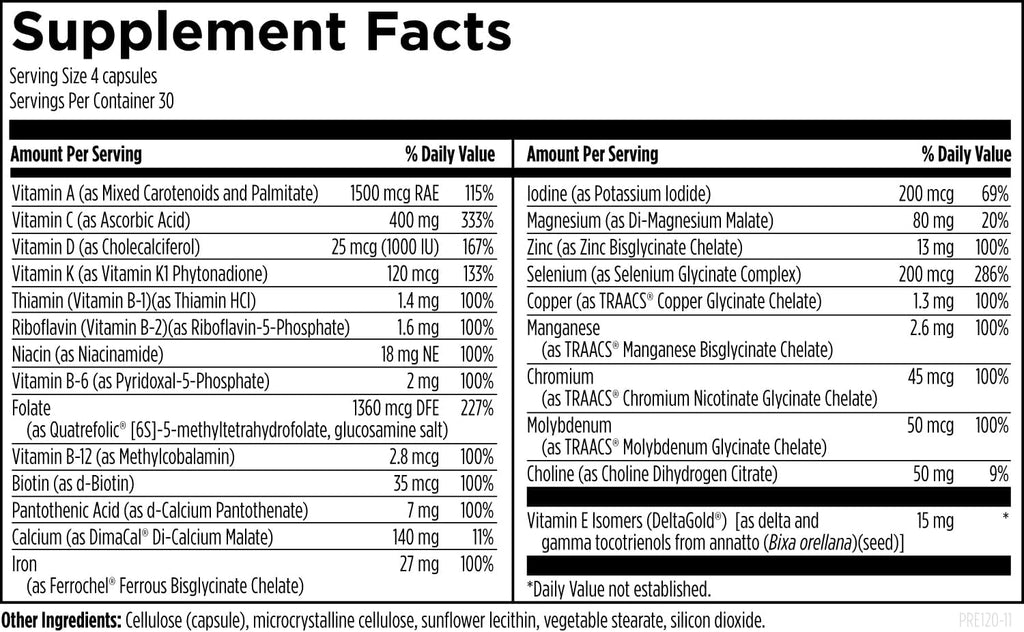 Designs for Health Prenatal Pro - Prenatal Multivitamin with Methylfolate and Minerals (120 Capsules)