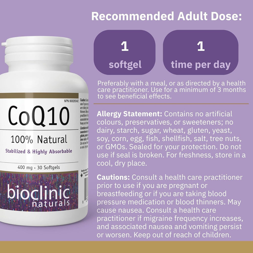 Bioclinic Naturals CoQ10 400 mg, 30 Cápsulas Blandas
